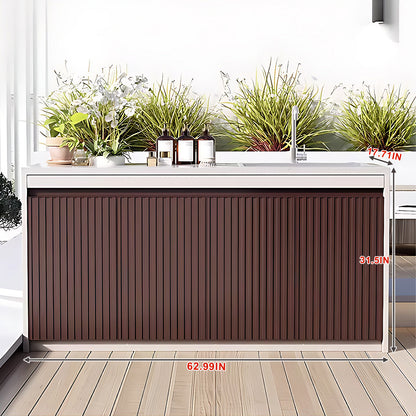 47.27“ - 62.99" Brown Aluminum Outdoor Kitchen Cabinet with Rock Slab Countertop