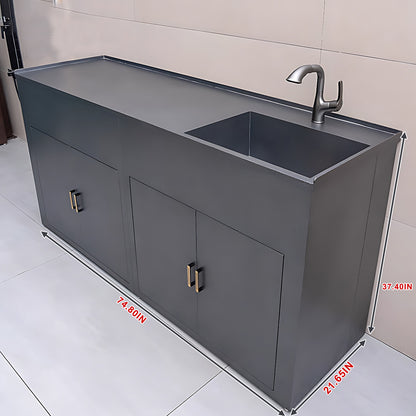 74.8" Outdoor Cabinets with Grey Stainless Steel Painted Technical Panels