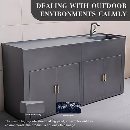 74.8" Outdoor Cabinets with Grey Stainless Steel Painted Technical Panels