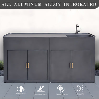74.8" Outdoor Cabinets with Grey Stainless Steel Painted Technical Panels