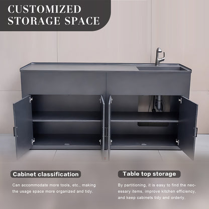 74.8" Outdoor Cabinets with Grey Stainless Steel Painted Technical Panels