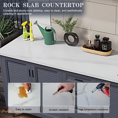 47.24" - 78.74" Outdoor Cabinet with Sink with Unique Aluminum Doors with Grey Stripes
