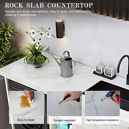 70.87“ Outdoor Cabinet with White Textured Aluminum Cabinet and Mop Pool Design