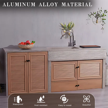 62.99“ - 94.49” Outdoor kitchen cabinets with wood grain style are suitable for garden and outdoor use