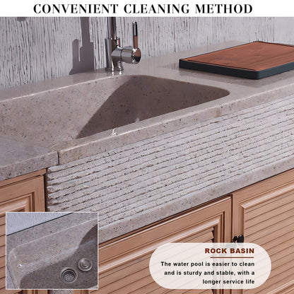 62.99“ - 94.49” Outdoor kitchen cabinets with wood grain style are suitable for garden and outdoor use
