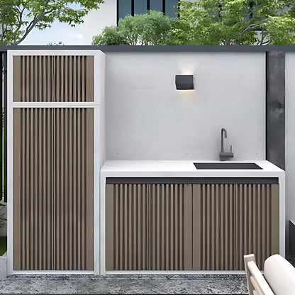 94.49" Outdoor Cabinets with Striped Aluminum Design Cabinets
