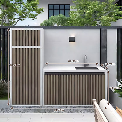 94.49" Outdoor Cabinets with Striped Aluminum Design Cabinets