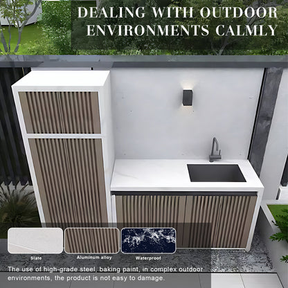 94.49" Outdoor Cabinets with Striped Aluminum Design Cabinets