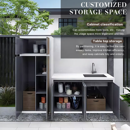 94.49" Outdoor Cabinets with Striped Aluminum Design Cabinets