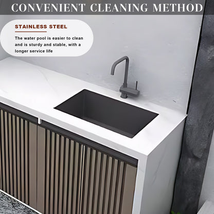 94.49" Outdoor Cabinets with Striped Aluminum Design Cabinets