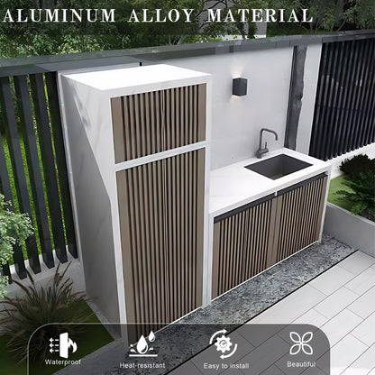 94.49" Outdoor Cabinets with Striped Aluminum Design Cabinets