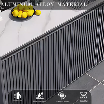 62.99“ - 78.74” Vertical Grille Aluminum Outdoor Cabinetry with Textured Slate Top