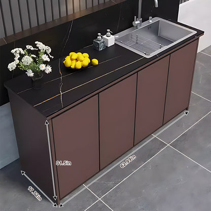 62.99" Outdoor Cabinetry Including Textured Slate Tabletop and Stainless Steel Sink