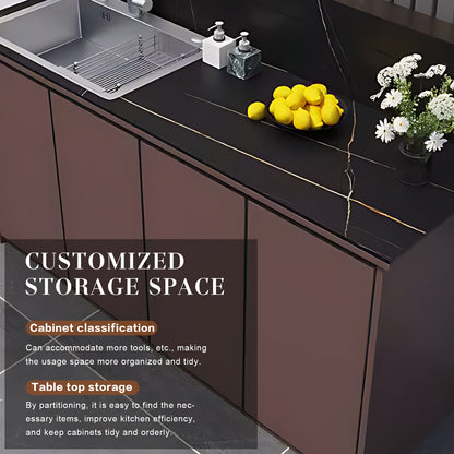 62.99" Outdoor Cabinetry Including Textured Slate Tabletop and Stainless Steel Sink