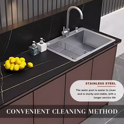 62.99" Outdoor Cabinetry Including Textured Slate Tabletop and Stainless Steel Sink