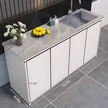 62.99" Outdoor Cabinetry Including Textured Slate Tabletop and Stainless Steel Sink