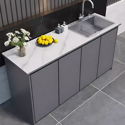 62.99" Outdoor Cabinetry Including Textured Slate Tabletop and Stainless Steel Sink