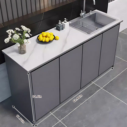 62.99" Outdoor Cabinetry Including Textured Slate Tabletop and Stainless Steel Sink