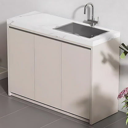 47.24“ - 86.61” Aluminum Outdoor Cabinet with Sink and Patterned Slate Countertop