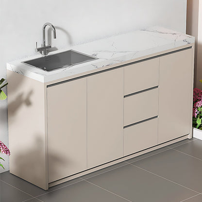 47.24“ - 86.61” Aluminum Outdoor Cabinet with Sink and Patterned Slate Countertop