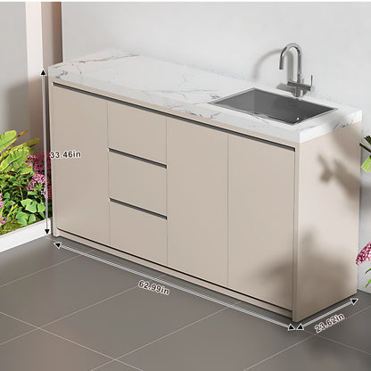 47.24“ - 86.61” Aluminum Outdoor Cabinet with Sink and Patterned Slate Countertop