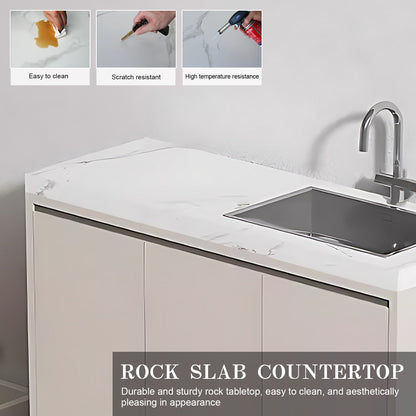 47.24“ - 86.61” Aluminum Outdoor Cabinet with Sink and Patterned Slate Countertop