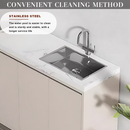 47.24“ - 86.61” Aluminum Outdoor Cabinet with Sink and Patterned Slate Countertop