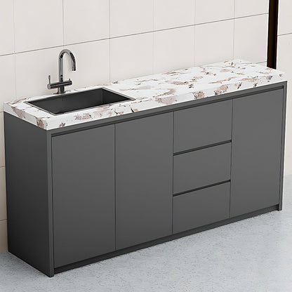 47.24“ - 86.61” Aluminum Outdoor Cabinet with Sink and Patterned Slate Countertop