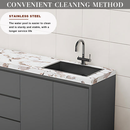 47.24“ - 86.61” Aluminum Outdoor Cabinet with Sink and Patterned Slate Countertop