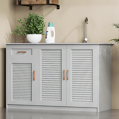 43.31“ - 55.12” Solid Wood Style Aluminum Outdoor Cabinet with Sink Cabinet and Metal Handles