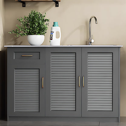 43.31“ - 55.12” Solid Wood Style Aluminum Outdoor Cabinet with Sink Cabinet and Metal Handles