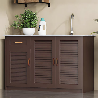 43.31“ - 55.12” Solid Wood Style Aluminum Outdoor Cabinet with Sink Cabinet and Metal Handles