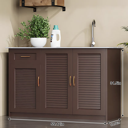 43.31“ - 55.12” Solid Wood Style Aluminum Outdoor Cabinet with Sink Cabinet and Metal Handles