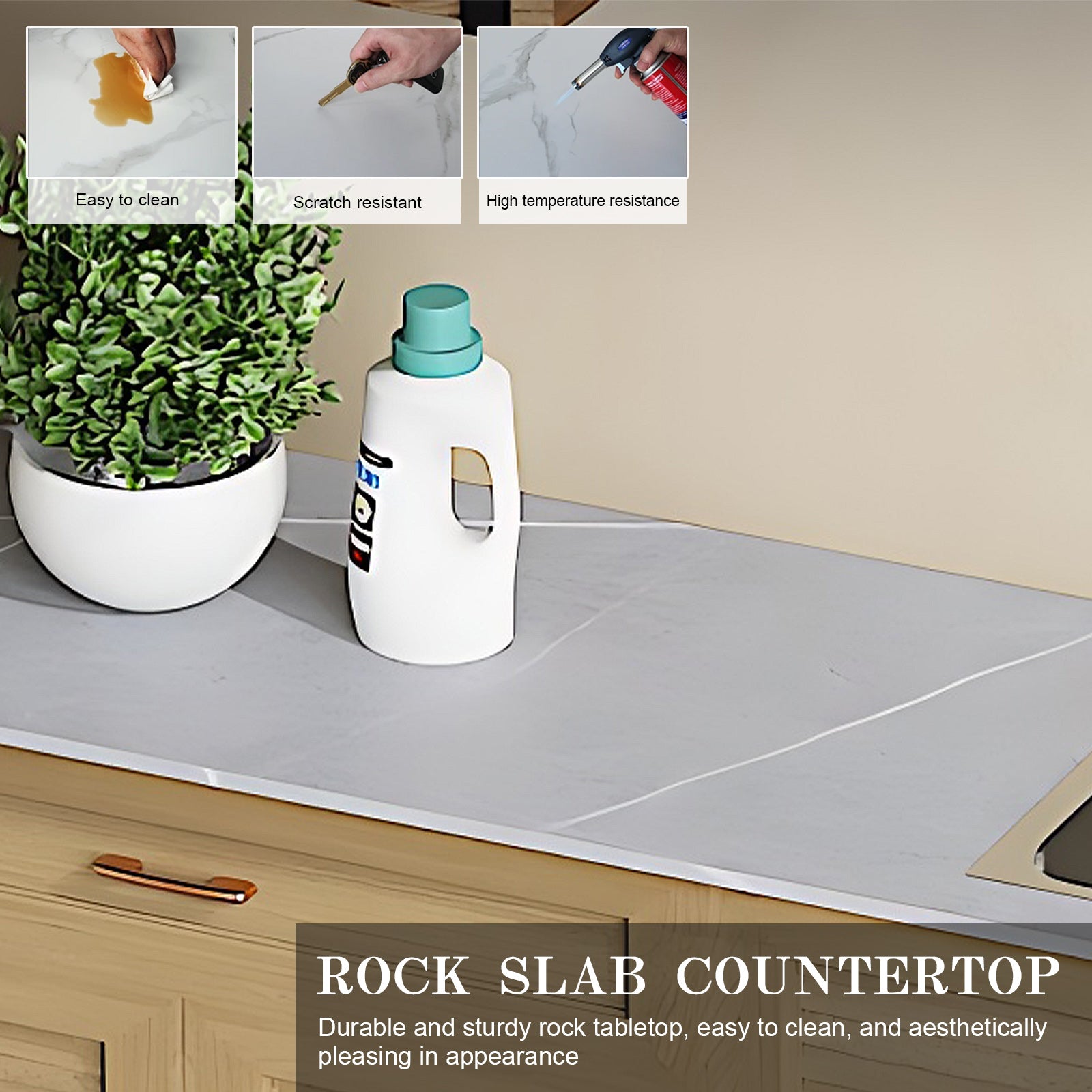 43.31“ - 55.12” Solid Wood Style Aluminum Outdoor Cabinet with Sink Cabinet and Metal Handles