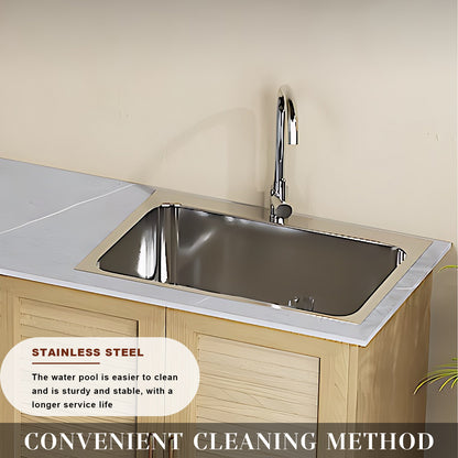43.31“ - 55.12” Solid Wood Style Aluminum Outdoor Cabinet with Sink Cabinet and Metal Handles