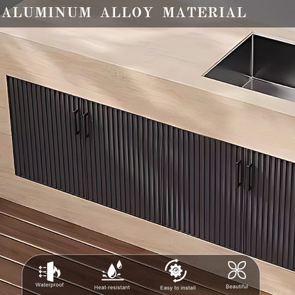 43.31" - 59.06" Black Grille Stripe Door Outdoor Cabinet with Rock Countertop and Sink