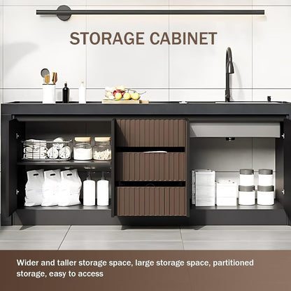 78.74" - 86.61" Outdoor Kitchen Cabinets Including Integrated Sink and Drawer Storage