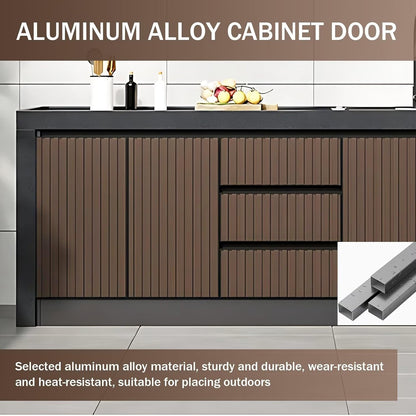 78.74" - 86.61" Outdoor Kitchen Cabinets Including Integrated Sink and Drawer Storage