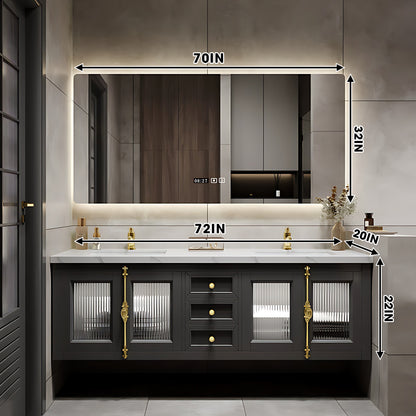 56"- 78" High-end Double Sink Bathroom Vanity with Sense of Atmosphere Defogging Mirror