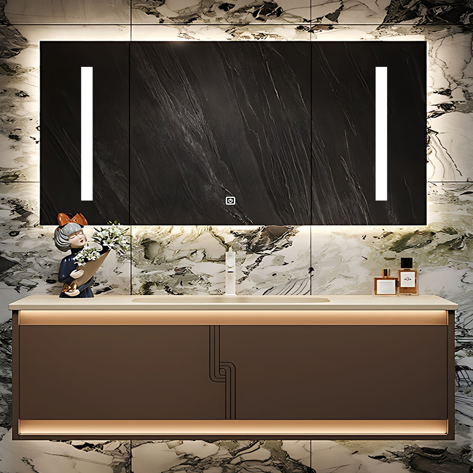 36"- 72" Bath Cabinet with Smart Defogger Mirror Cabinet and Basin