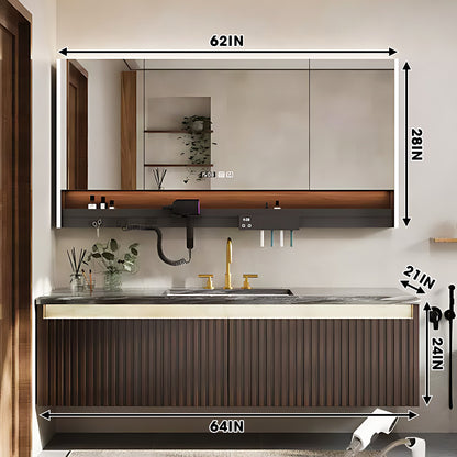 36"- 72" Bathroom Vanity Set with Defogging Mirror Cabinet & Single Sink