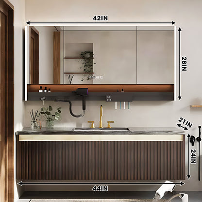 36"- 72" Bathroom Vanity Set with Defogging Mirror Cabinet & Single Sink