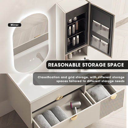 36"- 44" Bathroom Vanity Set with Illuminated Defogging Mirror,  Cabinet and Integrated Sink