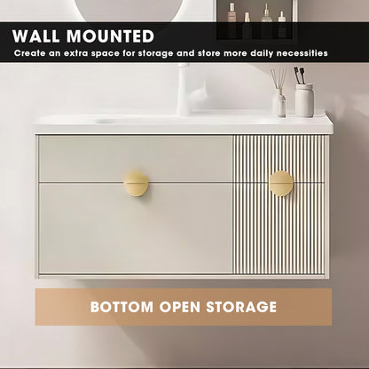 36"- 44" Bathroom Vanity Set with Illuminated Defogging Mirror,  Cabinet and Integrated Sink