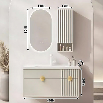 36"- 44" Bathroom Vanity Set with Illuminated Defogging Mirror,  Cabinet and Integrated Sink