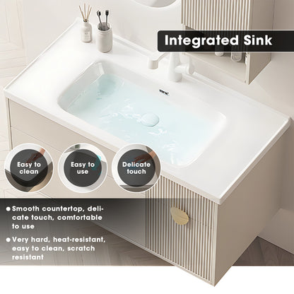 36"- 44" Bathroom Vanity Set with Illuminated Defogging Mirror,  Cabinet and Integrated Sink