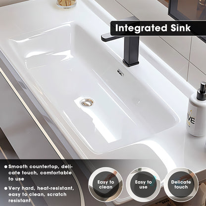 36"- 60"Bathroom Vanity Set with Intelligent Defogging Mirror, Glass Door Cabinet and Sink