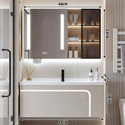 36"- 60"Bathroom Vanity Set with Intelligent Defogging Mirror, Glass Door Cabinet and Sink