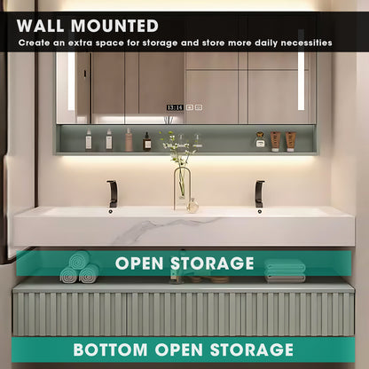 52"- 78" Double Basin Bath Vanity Set with Open Storage and Intelligent Defogging Mirror