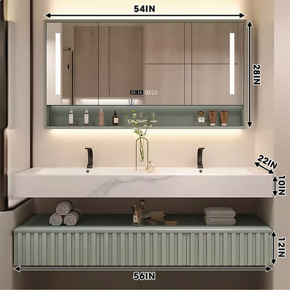 52"- 78" Double Basin Bath Vanity Set with Open Storage and Intelligent Defogging Mirror